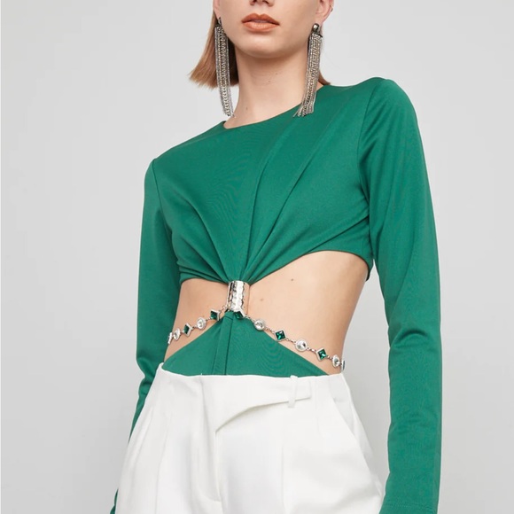 ATOIR “LIGHTYEAR” CUTOUT EMBELLISHED BODYSUIT, GREEN SZ S NWT! - Picture 3 of 10